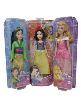 3 Disney Princess Fashion Dolls Mulan Snow White Aurora Sealed New #GS-7
